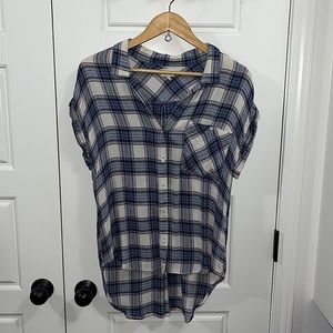 Sneak peek blue, white, and pink short sleeve flannel